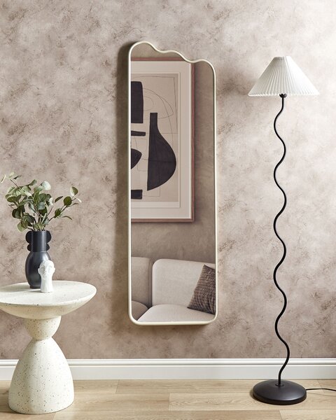 Nástenné zrkadlo biele železo sklo 45 x 145 cm nepravidelný tvar závesné moderný minimalistický štýl obývačka spálňa predsieň