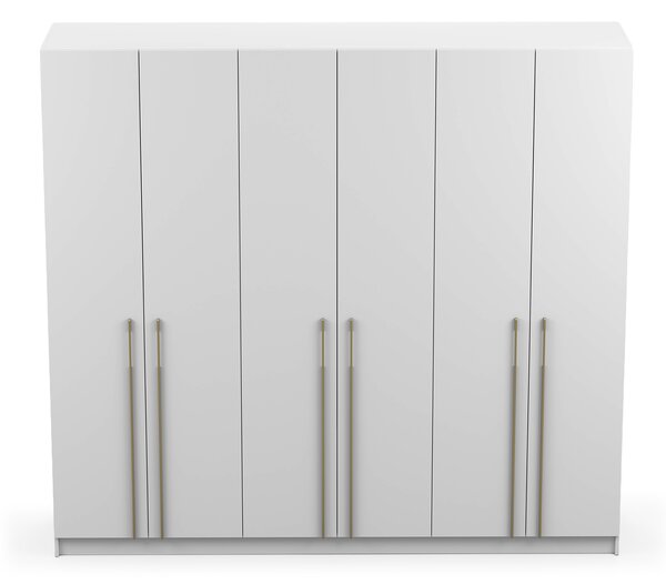 Šatníková skriňa Casmira 230x210x55 - biela / zlatá
