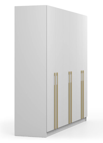 Šatníková skriňa Casmira 230x210x55 - biela / zlatá