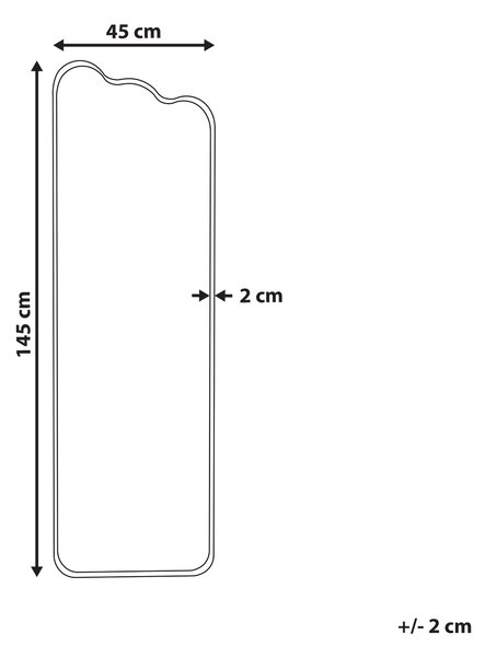 Nástenné zrkadlo biele železo sklo 45 x 145 cm nepravidelný tvar závesné moderný minimalistický štýl obývačka spálňa predsieň