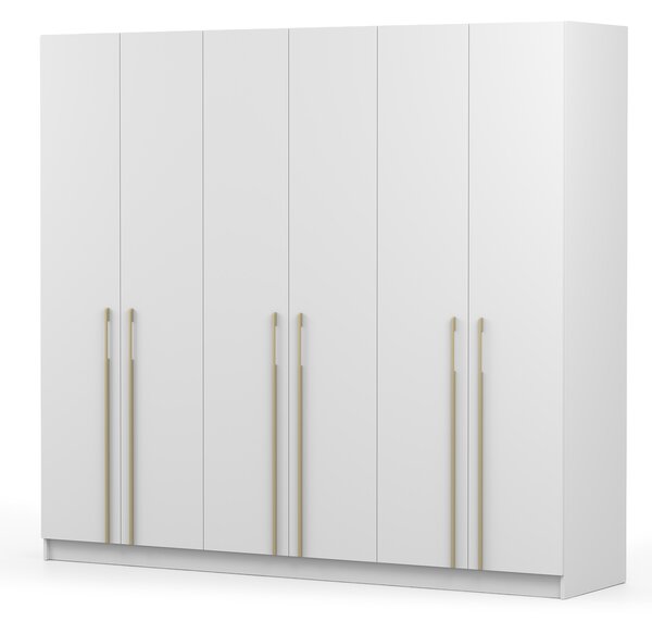 Šatníková skriňa Casmira 230x210x55 - biela / zlatá