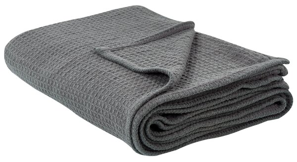 Deka tmavosivá bavlnená 200 x 220 cm jednofarebná posteľná prikrývka so vzorom spálňa