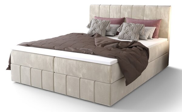 Boxspringová posteľ s úložným priestorom MADLEN - 200x200, béžová