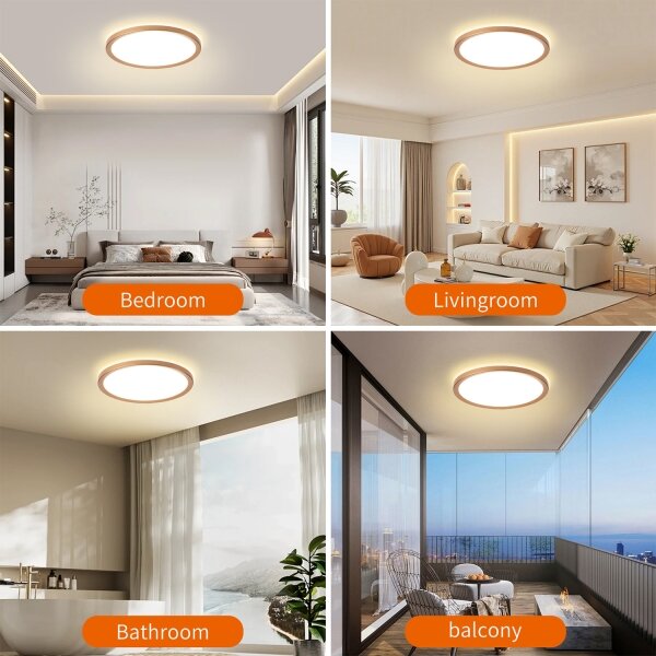 Brilagi - ultratenké kúpeľňové stropné LED svietidlo 24W/230V, priemer 42 cm, ružové zlato, IP54