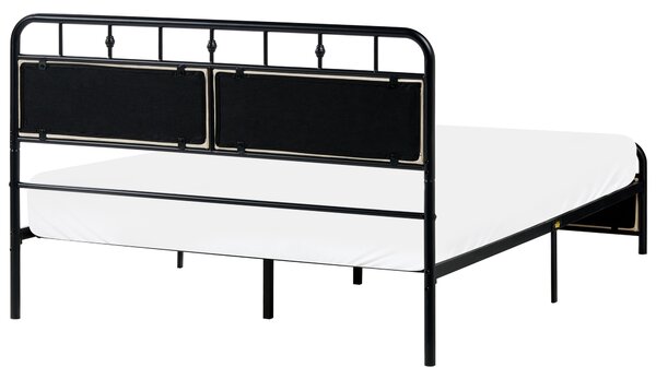 Kovová posteľ čierna železo 140 x 200 cm s lamelovým roštom moderný tradičný štýl spálňa