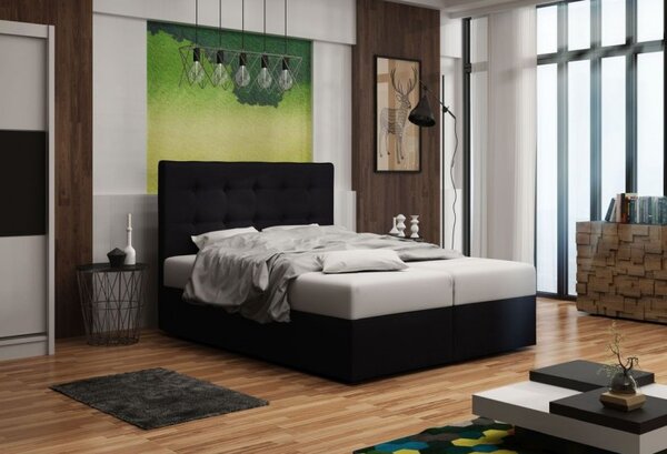 Čalúnená posteľ s úložným priestorom DELILAH 1 COMFORT - 200x200, čierna