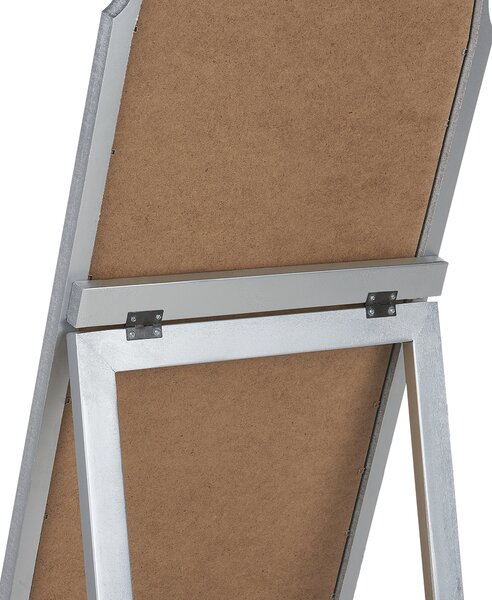 Stojace zrkadlo strieborné MDF rám sklo 40 x 150 cm vysoké so stojanom moderný dizajn