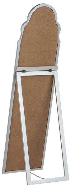 Stojace zrkadlo strieborné MDF rám sklo 40 x 150 cm vysoké so stojanom moderný dizajn