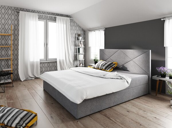 Manželská posteľ s úložným priestorom STIG COMFORT 4 - 160x200, svetlo šedá