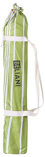Záhradný slnečník zelená a biela polyester tyč z bukového dreva ⌀ 150 cm okrúhly nastaviteľný UV odolný retro štýl exteriér