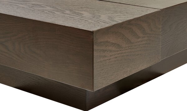 Posteľ v japonskom štýle tmavý jaseň 160 x 200 cm nízky drevený rám postele z MDF koženkové čelo LED podsvietenie nočné stolíky