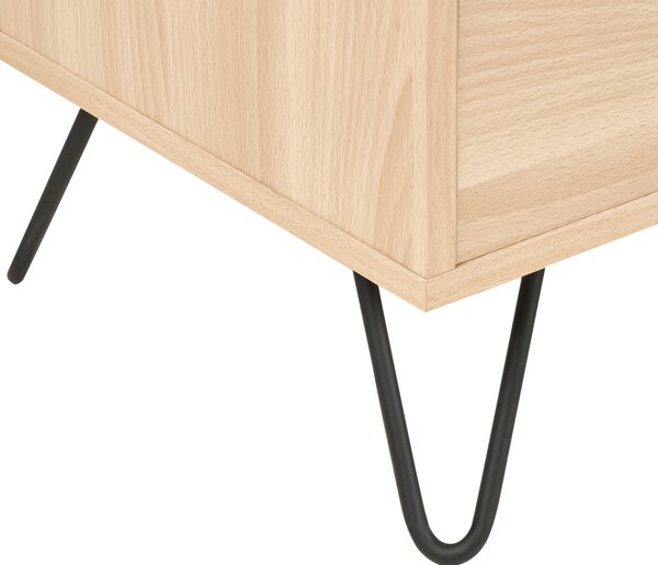 TV stolík svetlohnedý 150 cm drevotriesková doska 3 police minimalistický dizajn spálňa