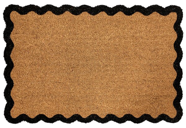 Rohožka prírodná prírodné kokosové vlákno 60 x 90 cm PVC povlak protišmyková jednofarebná rohož vlnitý dizajn do interiéru moderná