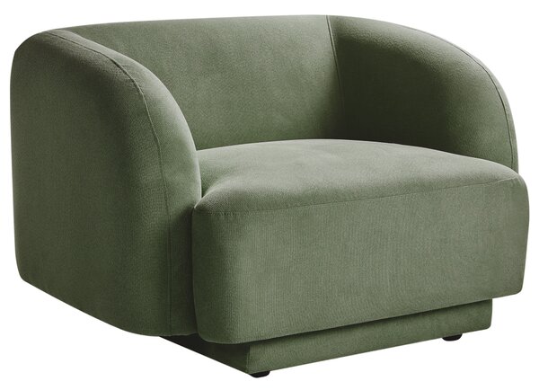 Kreslo zelené polyester látkové čalúnenie retro glamour štýl s podrúčkami obývacia izba