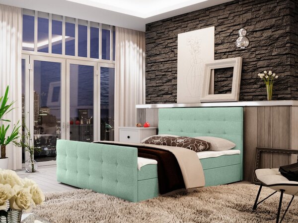 Boxspringová jednolôžková posteľ VASILISA 2 - 120x200, svetlo zelená