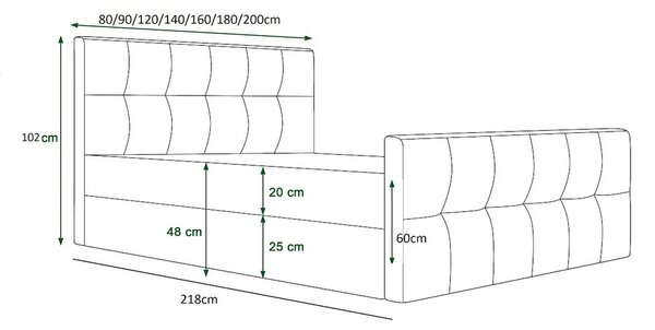 Boxspringová manželská posteľ VASILISA 1 - 140x200, ružová