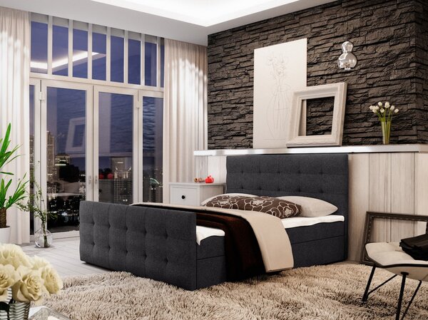 Boxspringová jednolôžková posteľ VASILISA 2 - 120x200, tmavo šedá