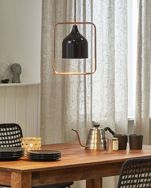Závesná lampa čierna kovová 121 cm medený rám na strop industriálny štýl kuchyňa jedáleň