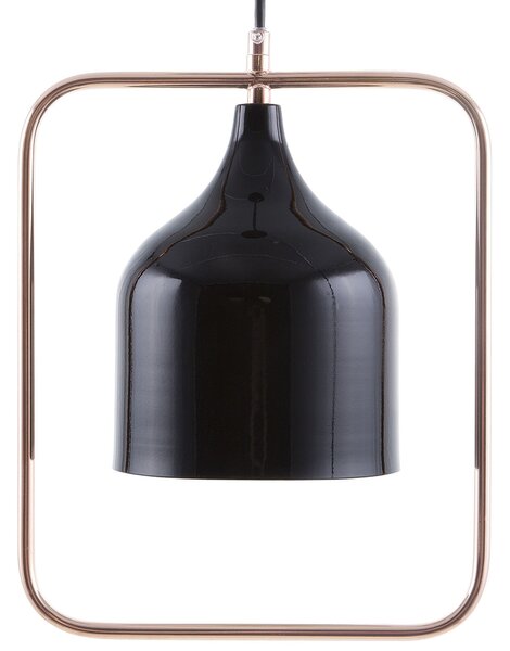 Závesná lampa čierna kovová 121 cm medený rám na strop industriálny štýl kuchyňa jedáleň