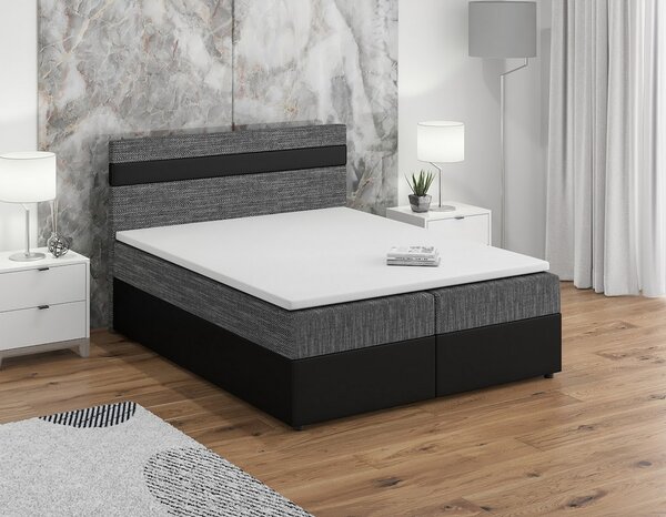 Boxspringová posteľ s úložným priestorom SISI COMFORT - 200x200, šedá / čierna