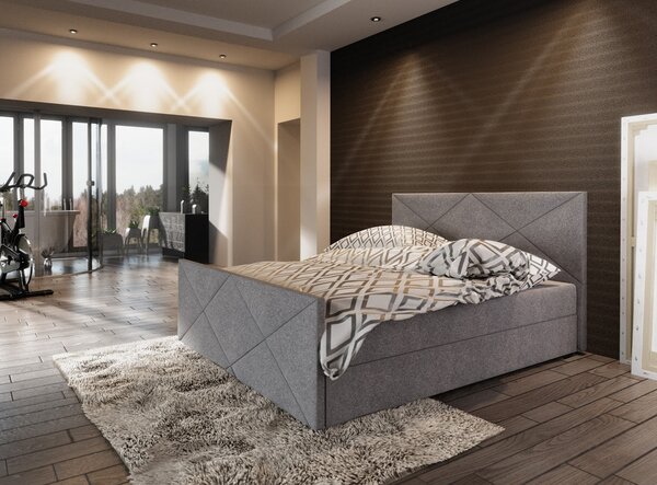 Boxspringová manželská posteľ VASILISA COMFORT 4 - 160x200, šedá