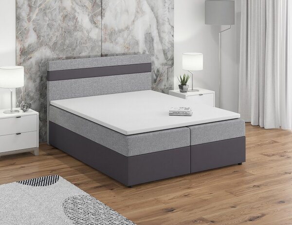 Boxspringová posteľ s úložným priestorom SISI COMFORT - 140x200, svetlo šedá / šedá