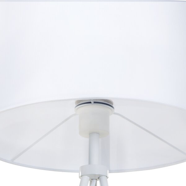 Stojaca lampa biela kov zmes bavlny a polyesteru 149 cm statívový podstavec látkové tienidlo kábel moderný retro dizajn obývačka spálňa