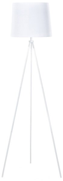 Stojaca lampa biela kov zmes bavlny a polyesteru 149 cm statívový podstavec látkové tienidlo kábel moderný retro dizajn obývačka spálňa