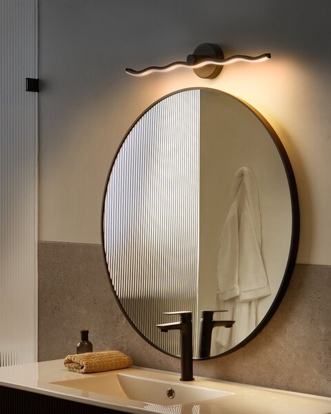 Obrazové a zrkadlové LED svietidlo čierne kovové 55 cm spálňa obývacia izba kúpeľňa zrkadlová lampa moderný minimalistický dizajn