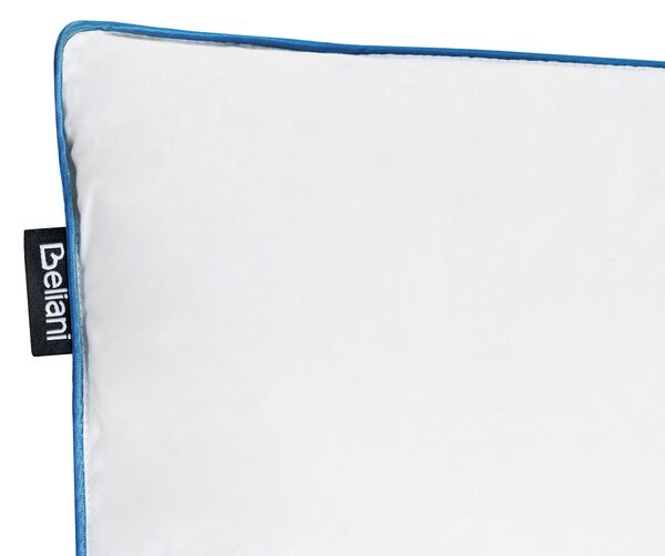 Vankúš na spanie biely nízky kačacie perie a páperie 40 x 80 cm prémiový bavlnený poťah prírodná výplň