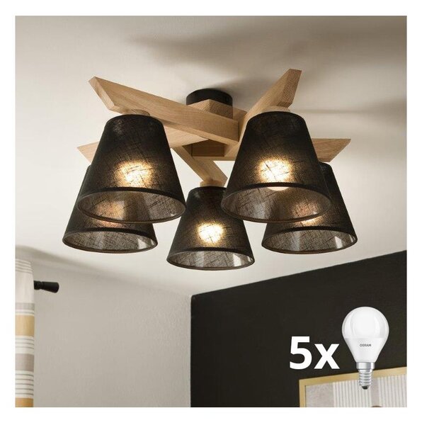 Brilagi - LED Prisadený luster ANTHONY 5xE14/40W/230V dub/čierna