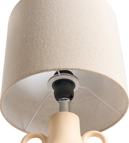 Stolná lampa béžová keramický podstavec bubnové látkové tienidlo textúrované moderný klasický štýl
