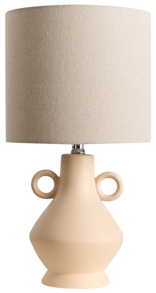 Stolná lampa béžová keramický podstavec bubnové látkové tienidlo textúrované moderný klasický štýl
