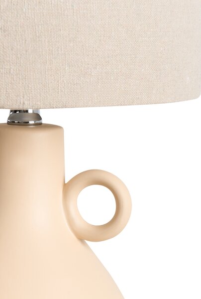 Stolná lampa béžová keramický podstavec bubnové látkové tienidlo textúrované moderný klasický štýl