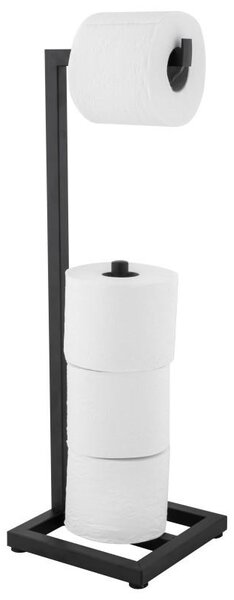 Erga Trapa, hranatý držiak WC papiera so zásobníkom na toaletný papier, čierna matná, ERG-YKA-P.TRAPA-BLK