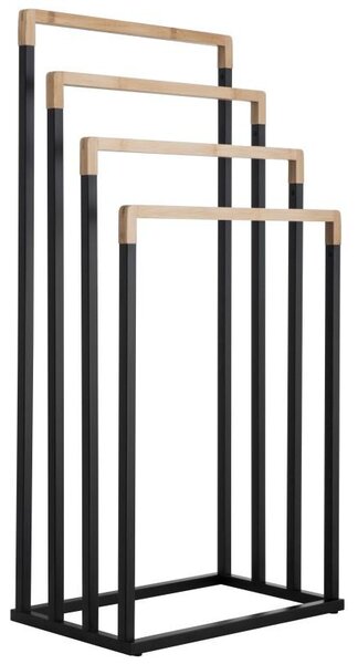 Erga Kona, štvorramenný vešiak na uteráky 45x29x94 cm, čierna matná-hnedá, ERG-YKA-P.KONA-4-BLK