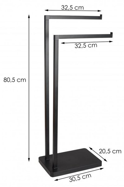 Erga Roki, dvojramenný vešiak na uteráky 30,5x20,5x80,5 cm, čierna matná, ERG-YKA-P.ROKI-BLK
