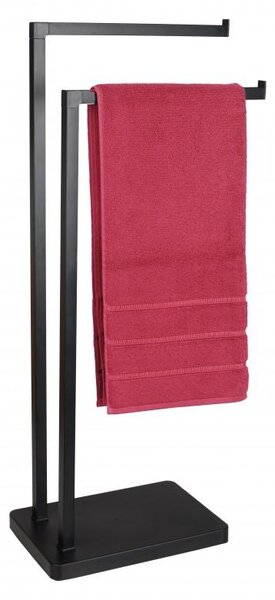 Erga Roki, dvojramenný vešiak na uteráky 30,5x20,5x80,5 cm, čierna matná, ERG-YKA-P.ROKI-BLK