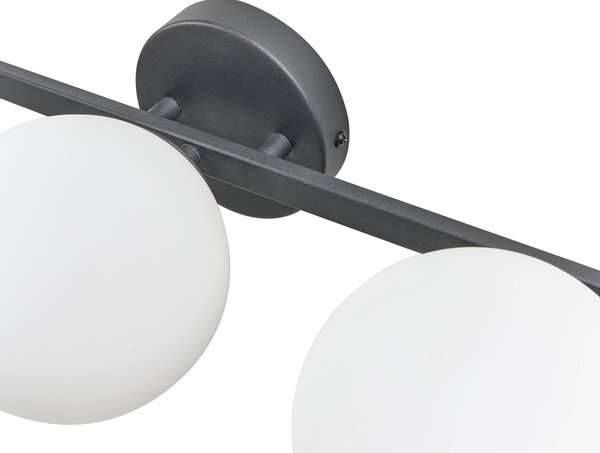 Nástenná lampa čierna kov železo 3 sklenené guľaté tienidlá kúpeľňa obývacia izba moderný dizajn