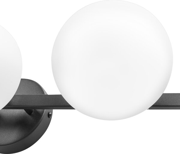 Nástenná lampa čierna kov železo 3 sklenené guľaté tienidlá kúpeľňa obývacia izba moderný dizajn