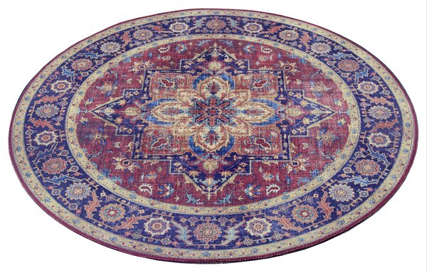 Hanse Home, Kusový koberec Asmar 104000 Plum/Red kruh, 160x160 (priemer) kruh, červená, chodba / predsieň