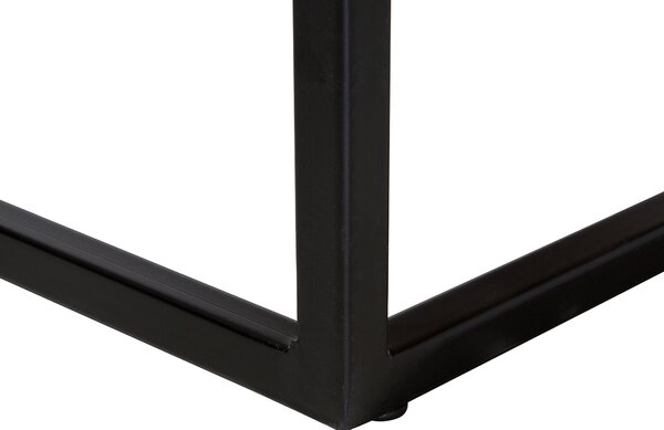 Konferenčný stolík hnedý s čiernym tíkovým drevom 60 x 100 cm drevený vrchný kovový rám neošetrený obdĺžnikový minimalistický moderný