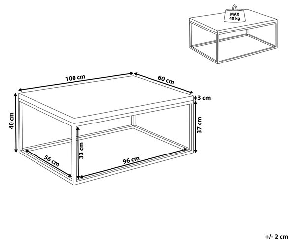 Konferenčný stolík hnedý s čiernym tíkovým drevom 60 x 100 cm drevený vrchný kovový rám neošetrený obdĺžnikový minimalistický moderný
