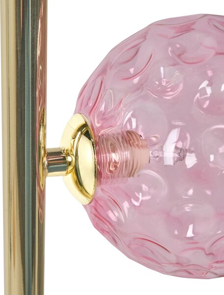 Stojaca lampa ružové sklenené tienidlá zlatý kovový podstavec glamour moderný štýl obývacia izba spálňa
