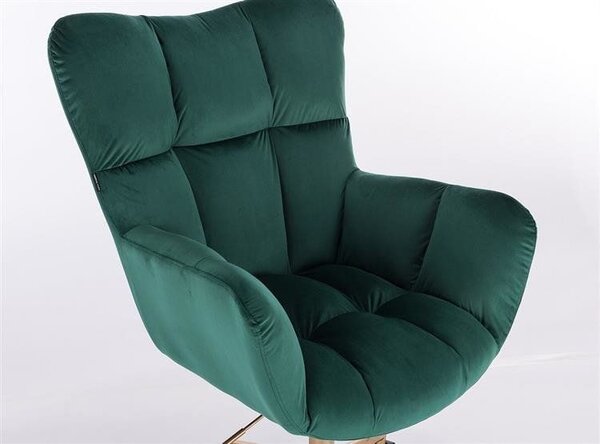 LuxuryForm DESIGN Kreslo AURORA VELUR na zlatom tanieri - zelené