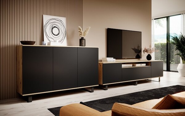 Moderná obývacia zostava Logan 2 - dub artisan / čierna
