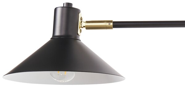 Nástenná lampa čierna kovová oceľová s 2 tienidlami nastaviteľné ramená moderná industriálna obývacia izba spálňa