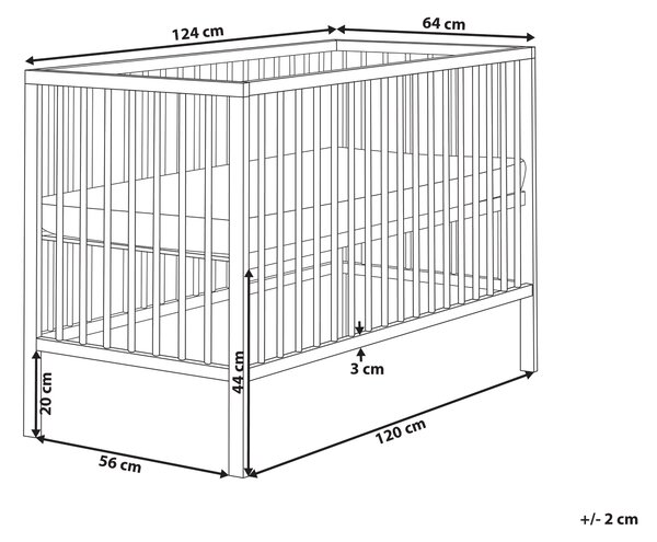 Detská postieľka svetlohnedá borovicové drevo 60 x 120 cm nastaviteľná výška štandardná veľkosť minimalistický štýl detská izba