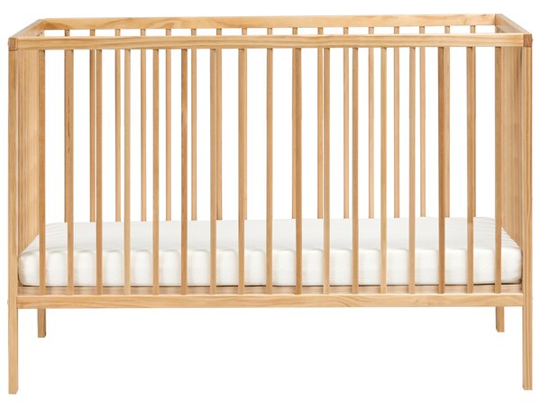 Detská postieľka svetlohnedá borovicové drevo 60 x 120 cm nastaviteľná výška štandardná veľkosť minimalistický štýl detská izba