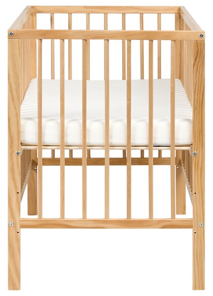 Detská postieľka svetlohnedá borovicové drevo 60 x 120 cm nastaviteľná výška štandardná veľkosť minimalistický štýl detská izba